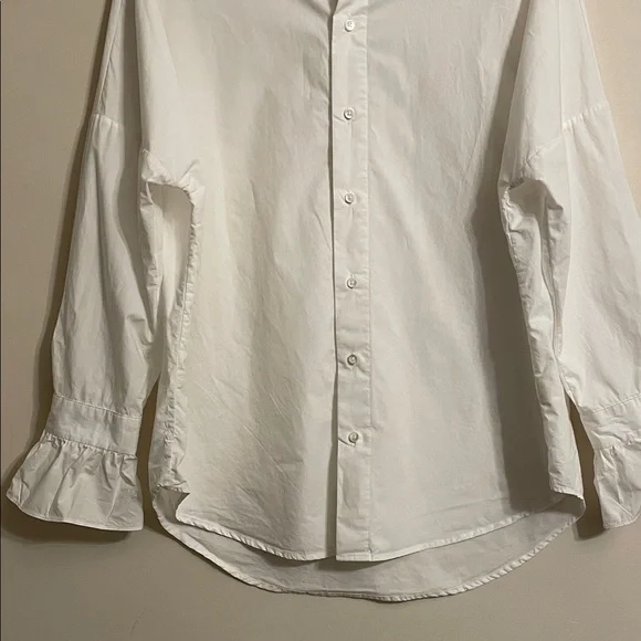 Alex Mill White Ruffle Collar Blouse Button Front Cotton Top Size L - Picture 4 of 13
